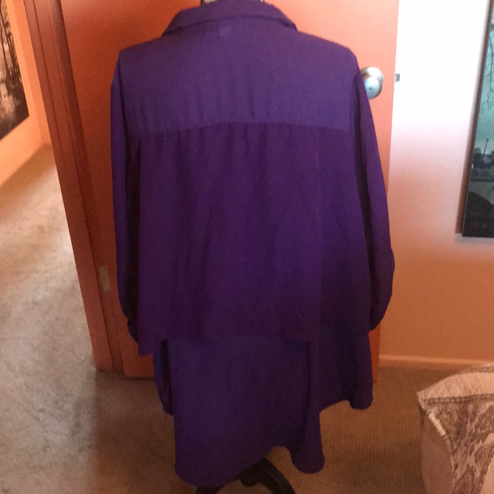 Purple sexy button down tunic - Picture 2 of 2
